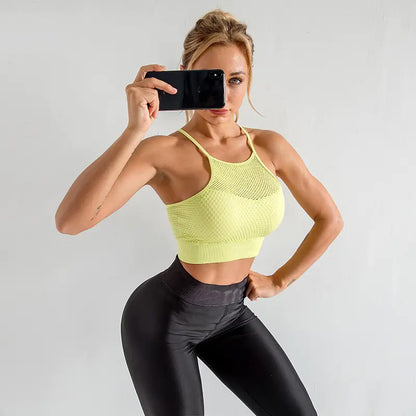 Shock-proof Quick-dry Mesh Sports Bra for Yoga